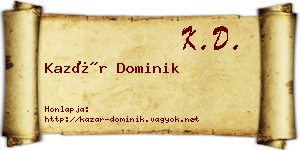 Kazár Dominik névjegykártya